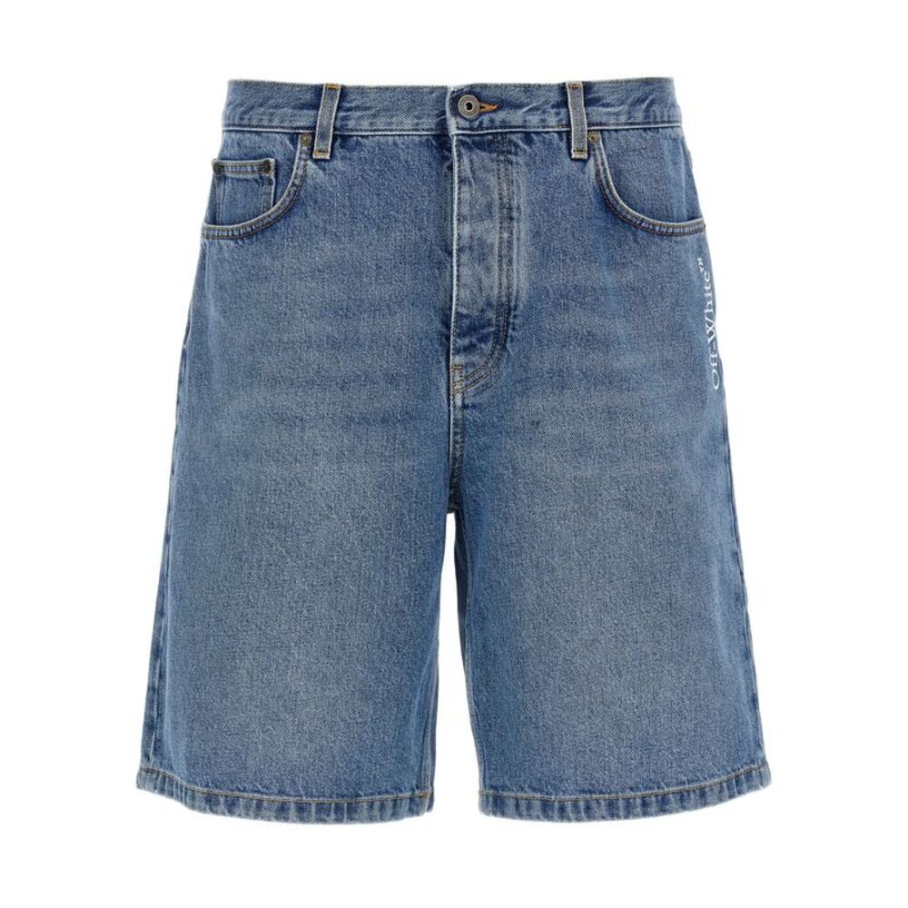 Off-White Blue Cotton Bermuda Men's Shorts